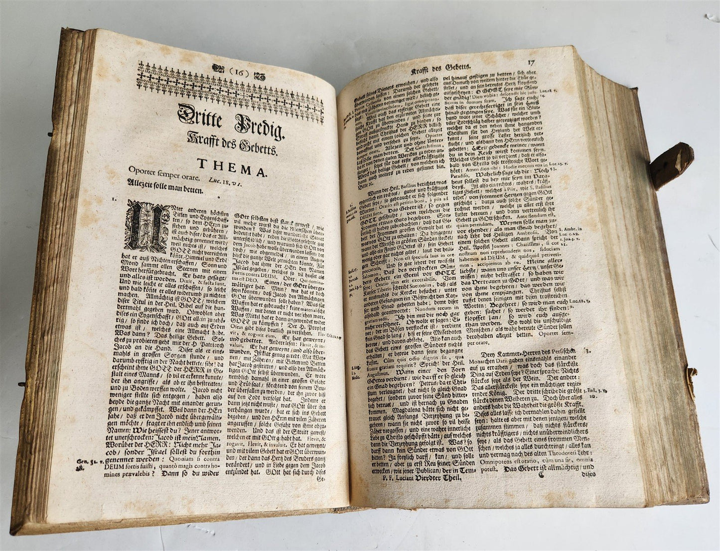 1730 SERMONS Montifontanus antique PIGSKIN BOUND FOLIO Spiritual Childrens Play