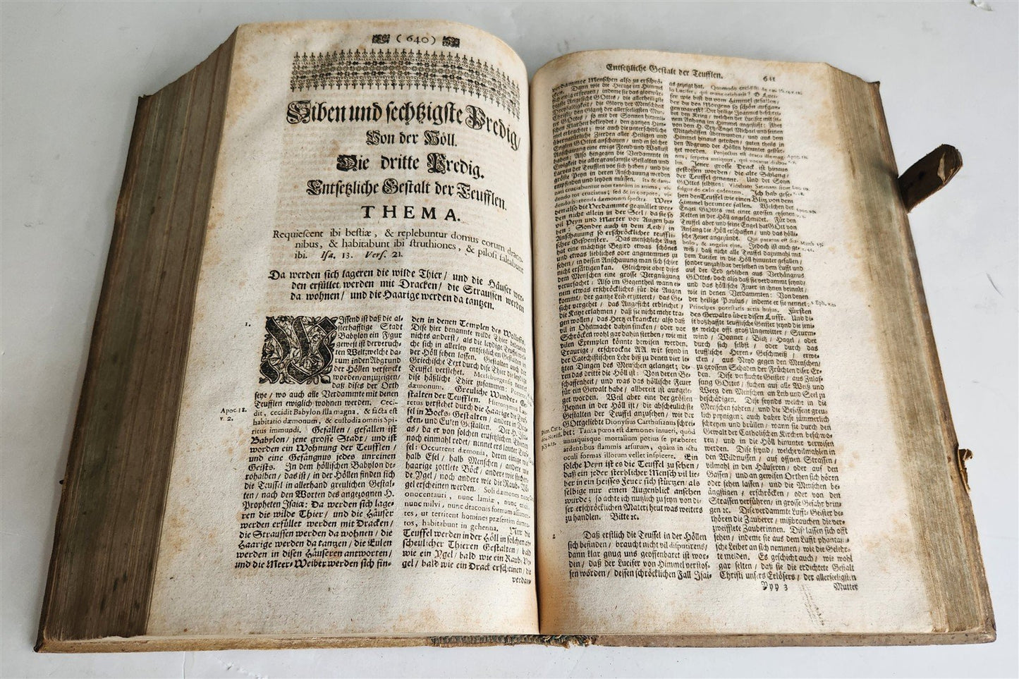 1730 SERMONS Montifontanus antique PIGSKIN BOUND FOLIO Spiritual Childrens Play