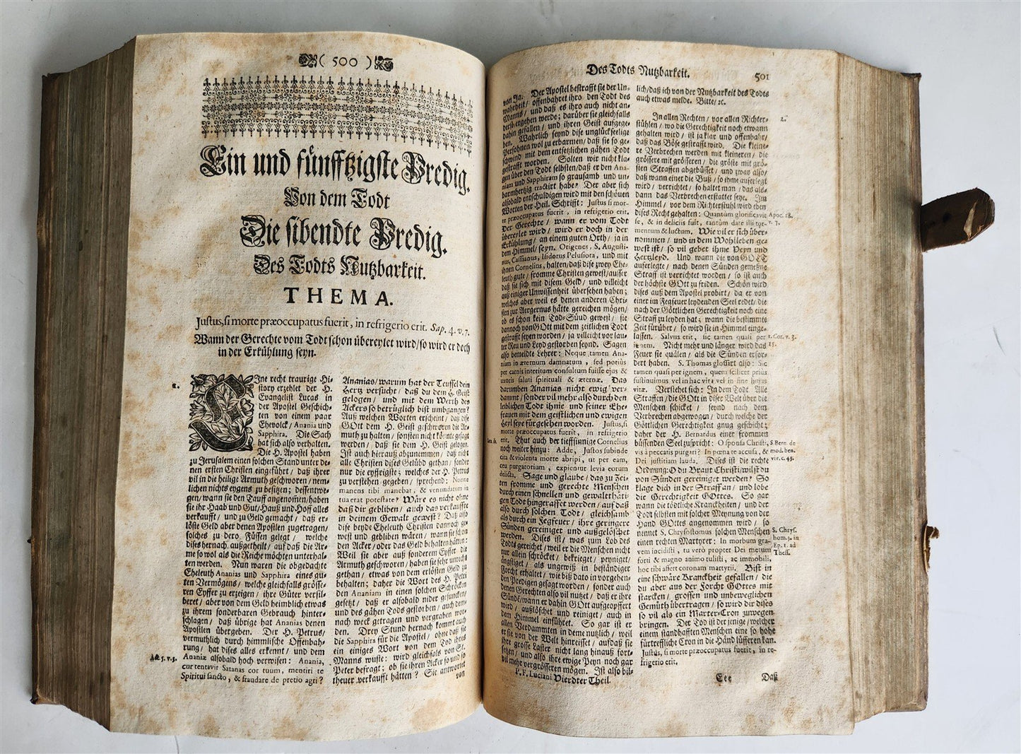 1730 SERMONS Montifontanus antique PIGSKIN BOUND FOLIO Spiritual Childrens Play