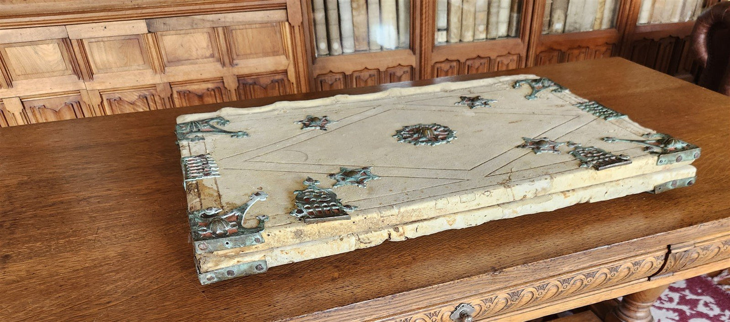 15th CENTURY UNIQUE MASSIVE BINDING FOR ANTIPHONAL CHURCH MANUSCRIPT antique
