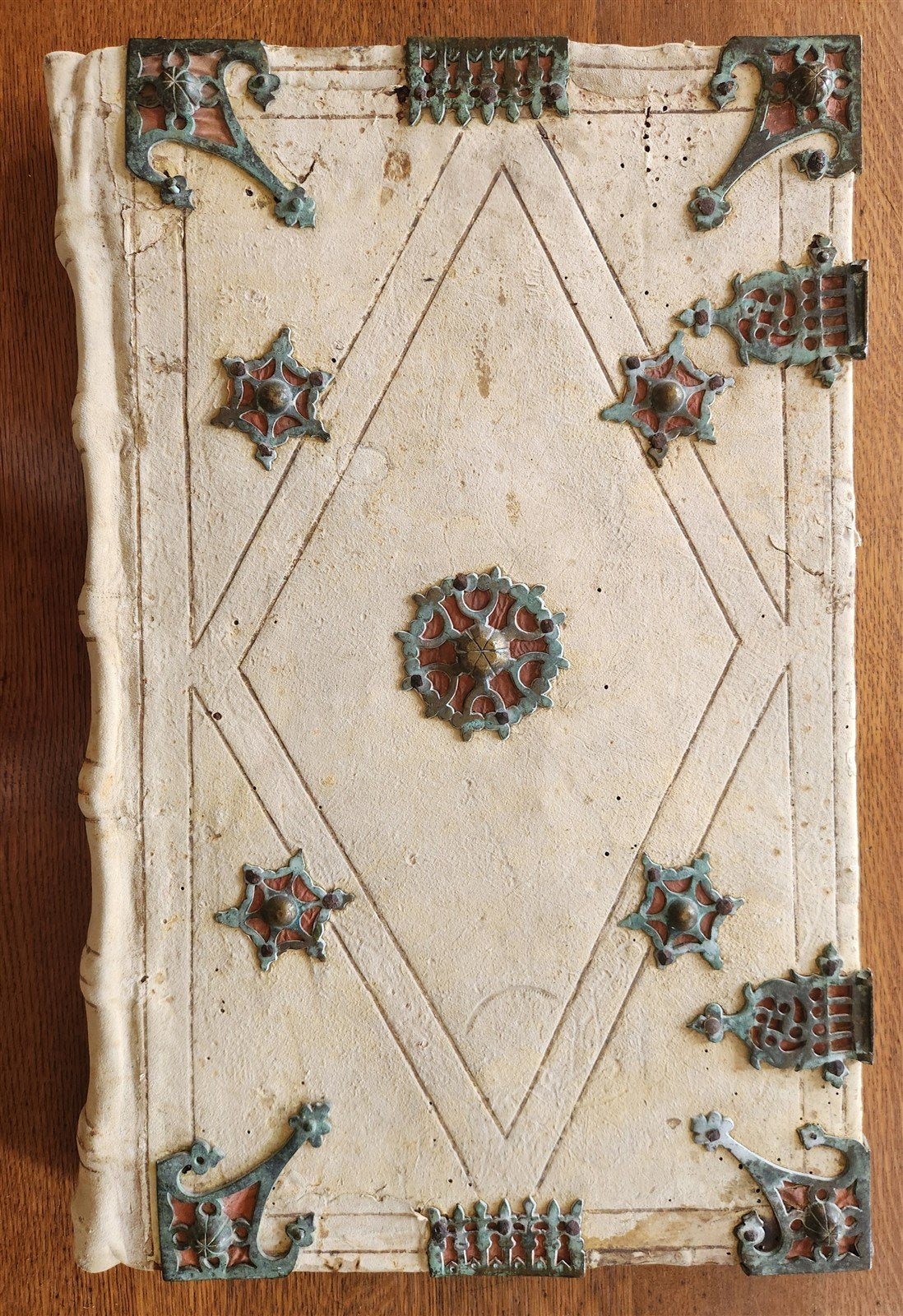 15th CENTURY UNIQUE MASSIVE BINDING FOR ANTIPHONAL CHURCH MANUSCRIPT antique