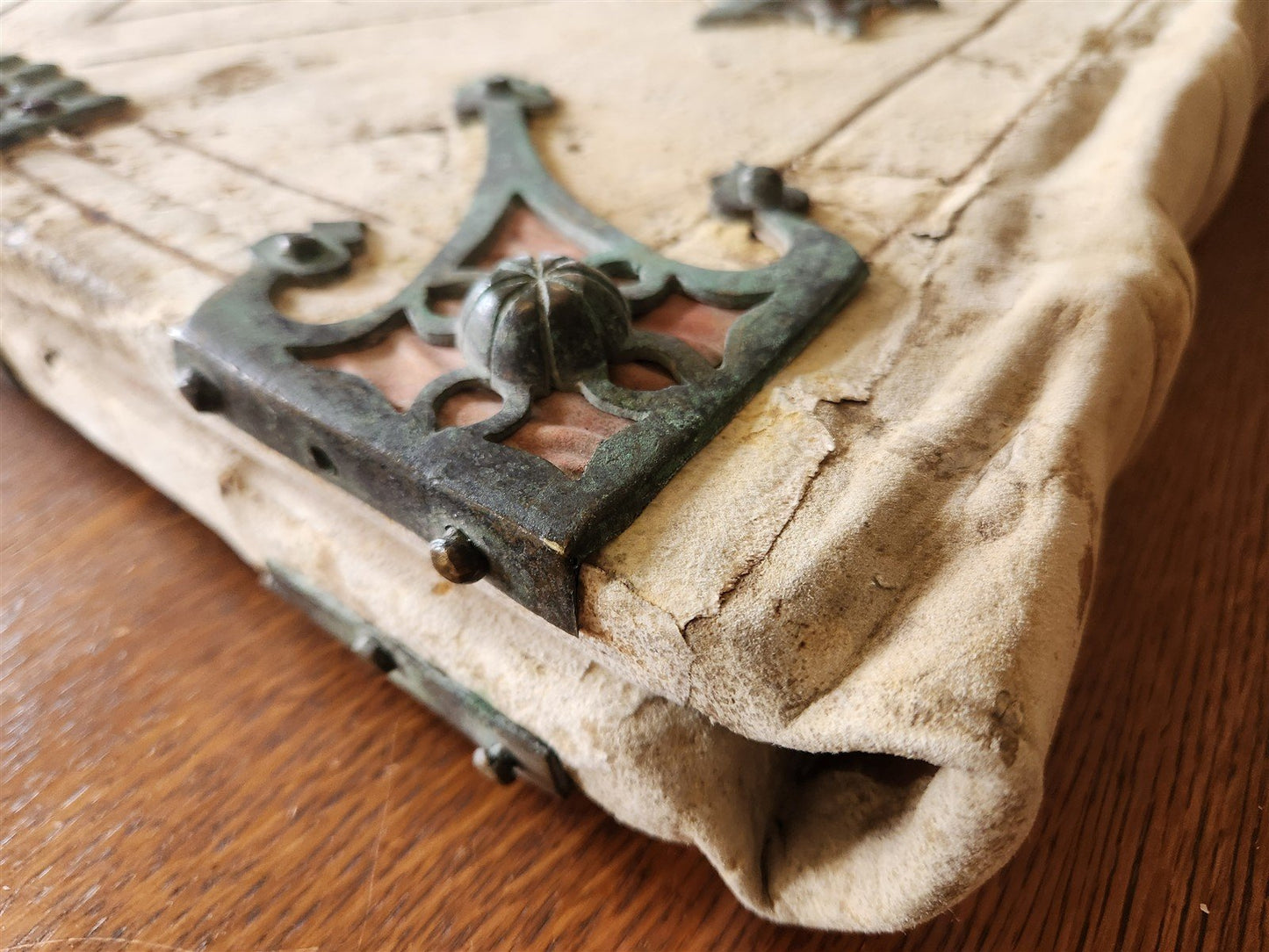 15th CENTURY UNIQUE MASSIVE BINDING FOR ANTIPHONAL CHURCH MANUSCRIPT antique