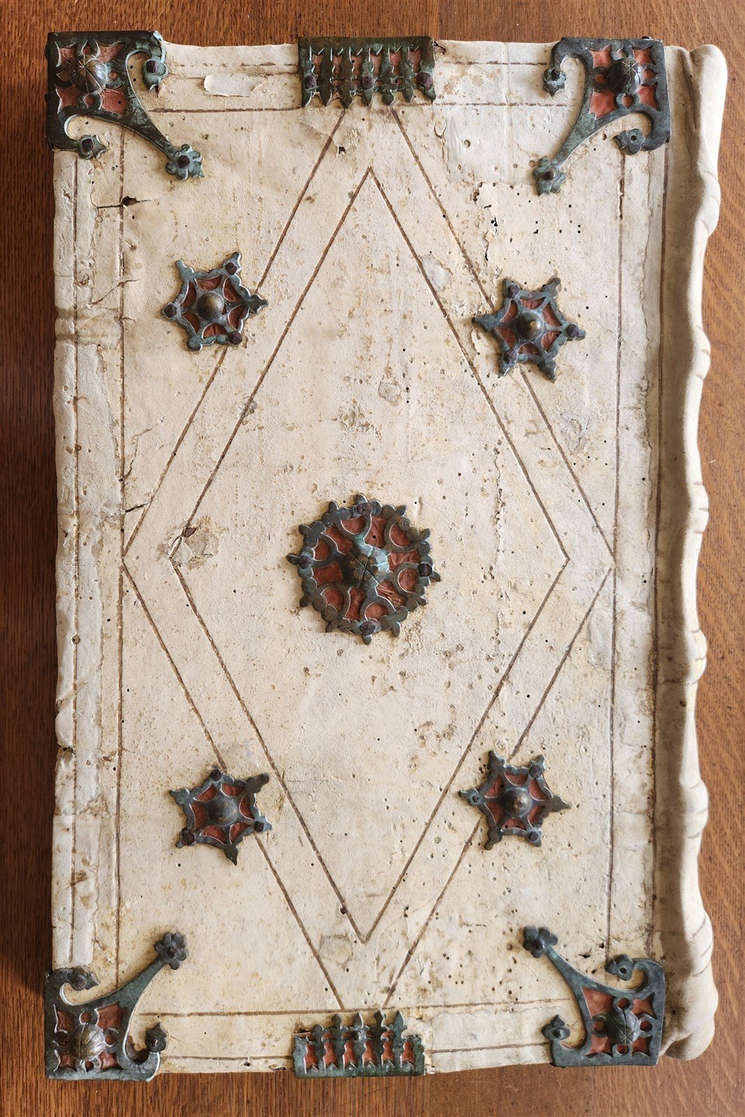 15th CENTURY UNIQUE MASSIVE BINDING FOR ANTIPHONAL CHURCH MANUSCRIPT antique