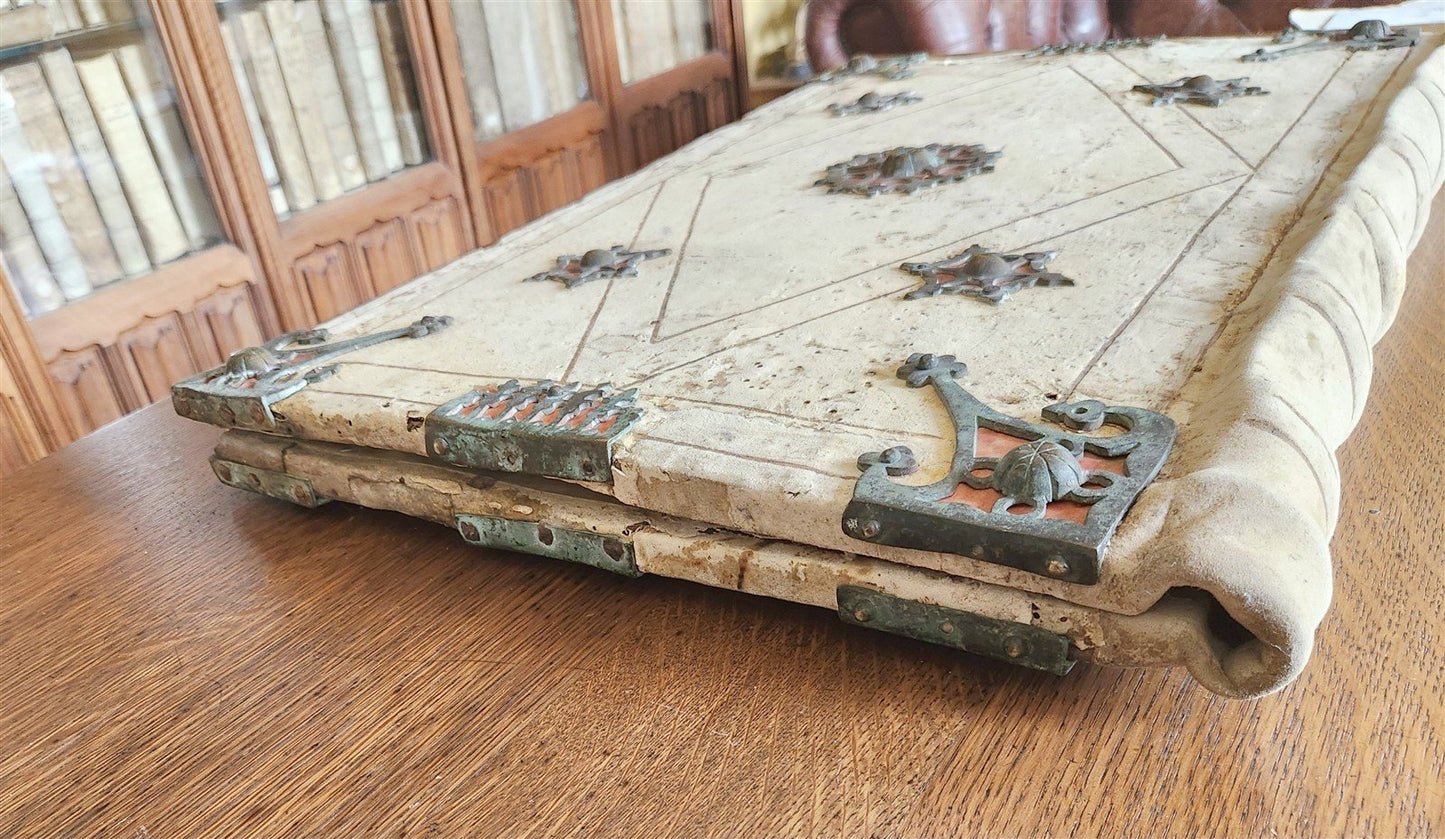 15th CENTURY UNIQUE MASSIVE BINDING FOR ANTIPHONAL CHURCH MANUSCRIPT antique