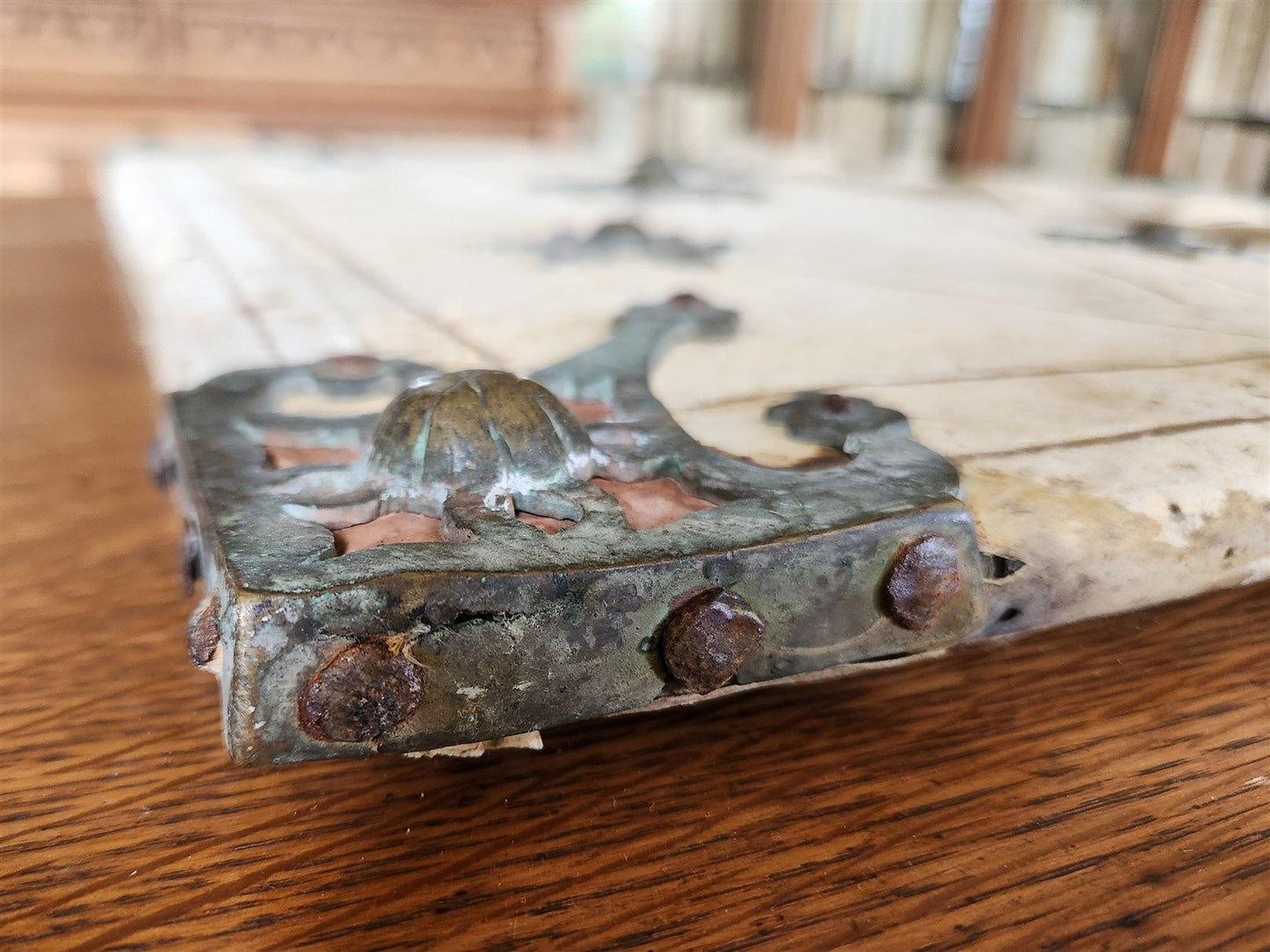 15th CENTURY UNIQUE MASSIVE BINDING FOR ANTIPHONAL CHURCH MANUSCRIPT antique