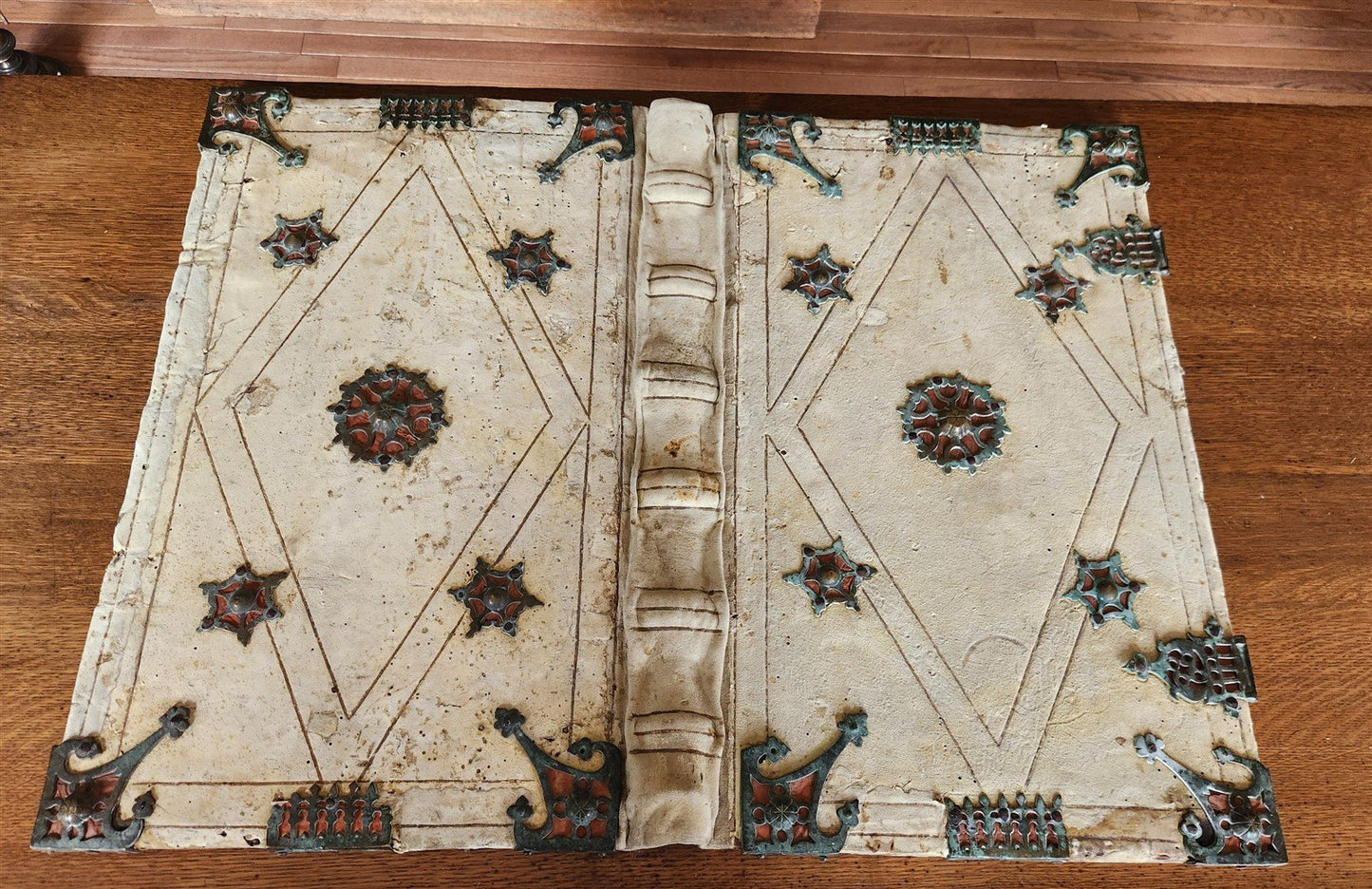 15th CENTURY UNIQUE MASSIVE BINDING FOR ANTIPHONAL CHURCH MANUSCRIPT antique
