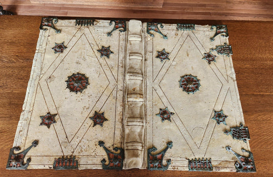 15th CENTURY UNIQUE MASSIVE BINDING FOR ANTIPHONAL CHURCH MANUSCRIPT antique