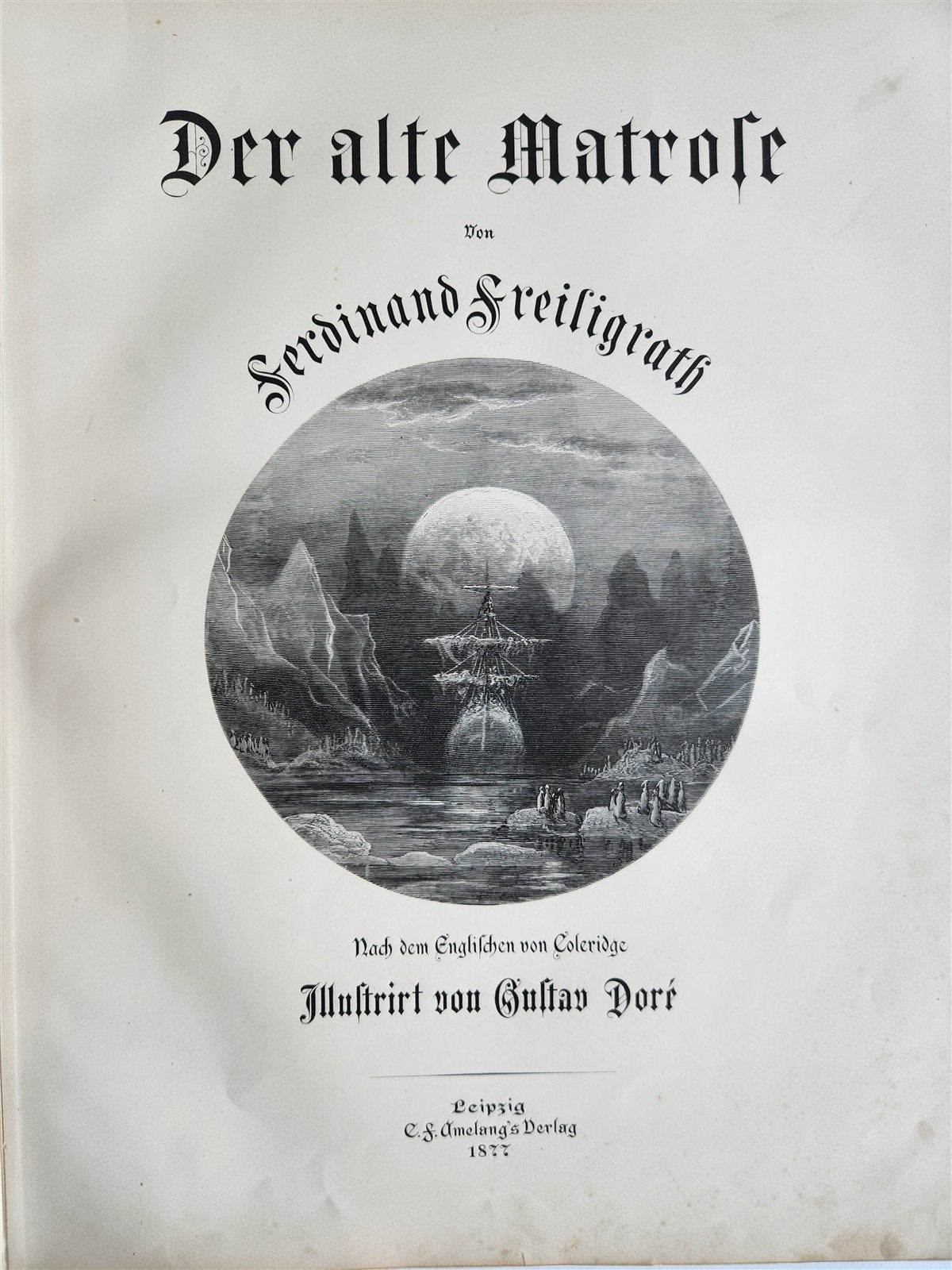 1877 ANCIENT MARINER ILLUSTRATED by GUSTAVE DORE antique Der alte Matrose GERMAN