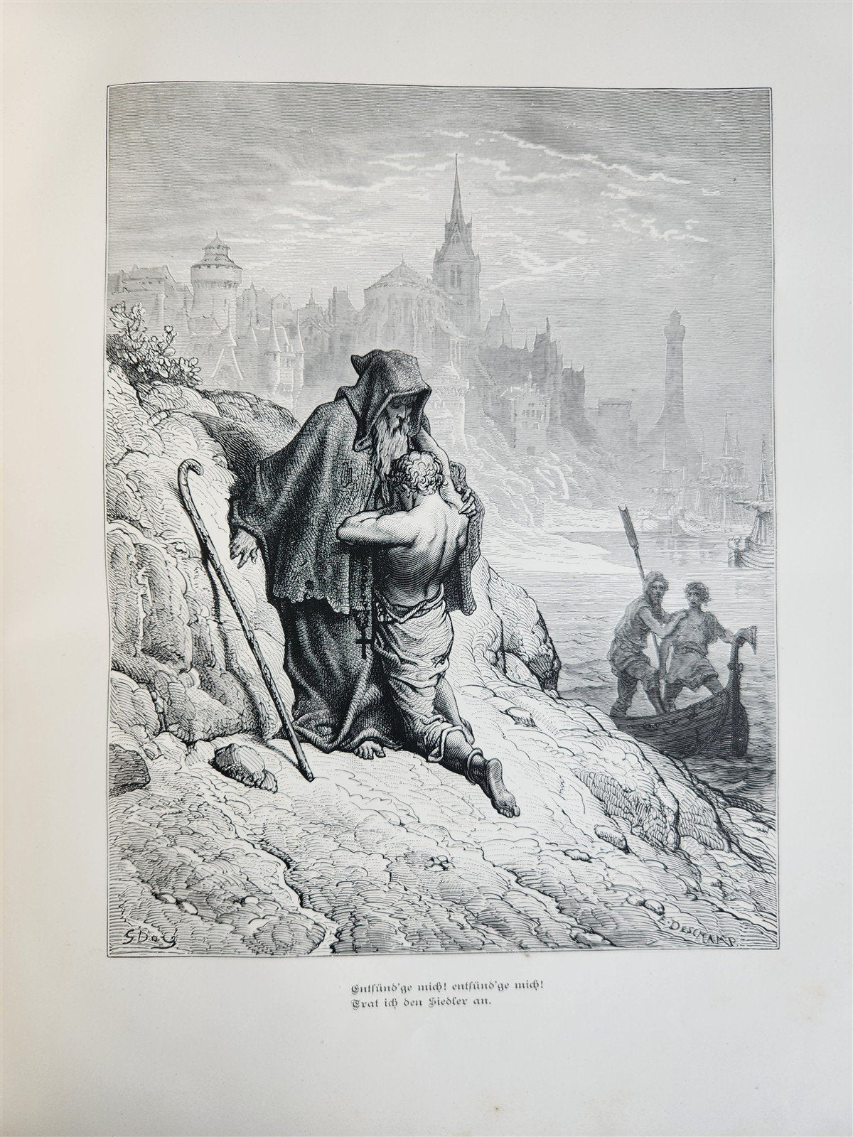 1877 ANCIENT MARINER ILLUSTRATED by GUSTAVE DORE antique Der alte Matrose GERMAN
