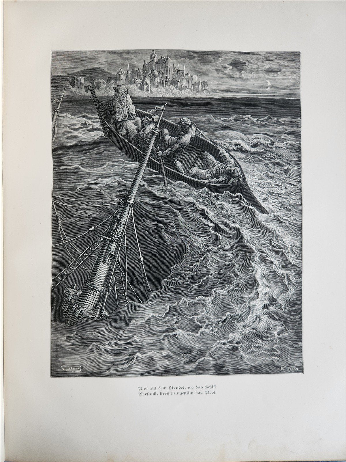 1877 ANCIENT MARINER ILLUSTRATED by GUSTAVE DORE antique Der alte Matrose GERMAN
