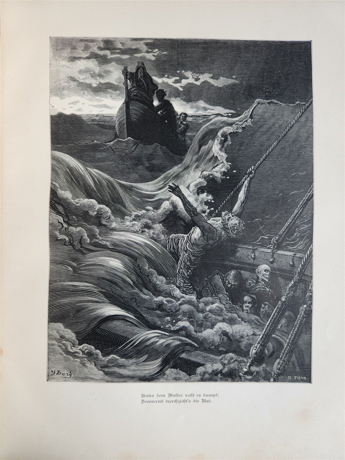 1877 ANCIENT MARINER ILLUSTRATED by GUSTAVE DORE antique Der alte Matrose GERMAN