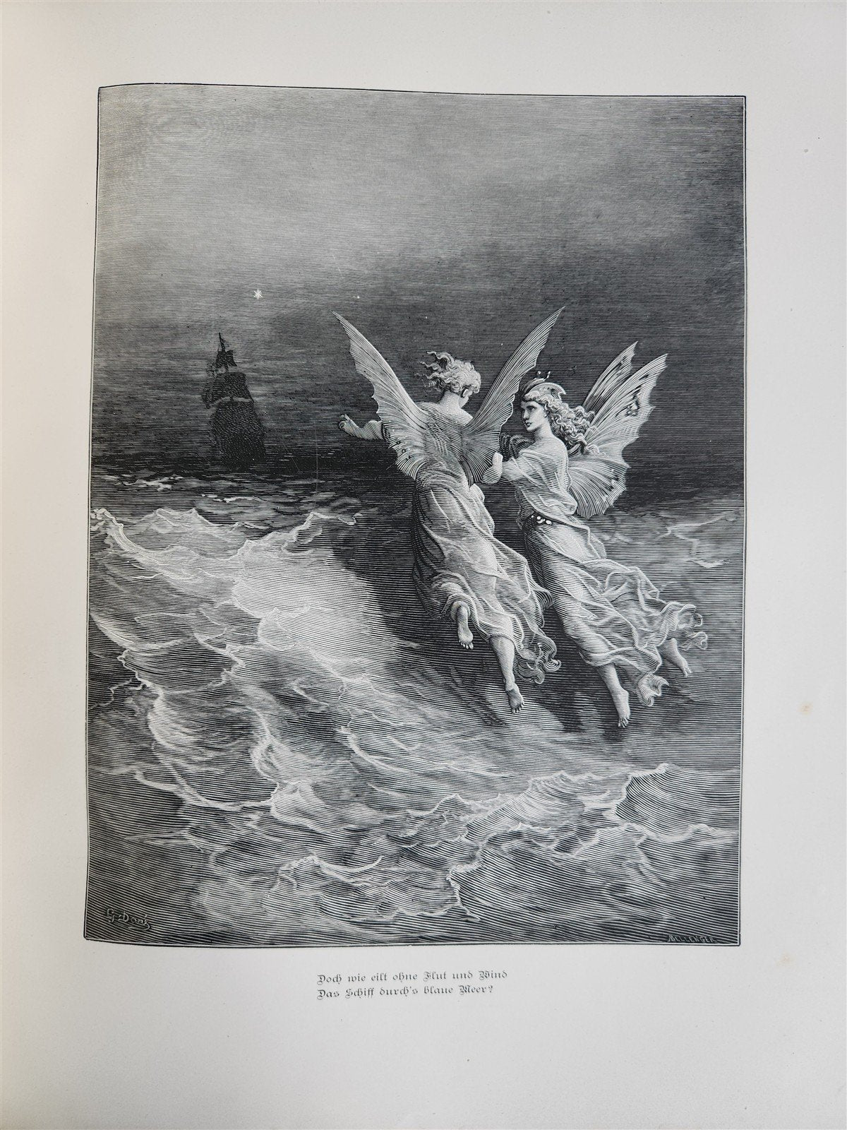 1877 ANCIENT MARINER ILLUSTRATED by GUSTAVE DORE antique Der alte Matrose GERMAN