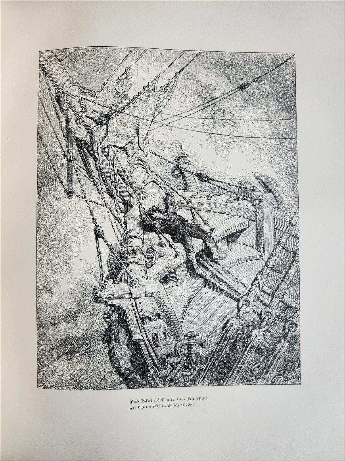 1877 ANCIENT MARINER ILLUSTRATED by GUSTAVE DORE antique Der alte Matrose GERMAN