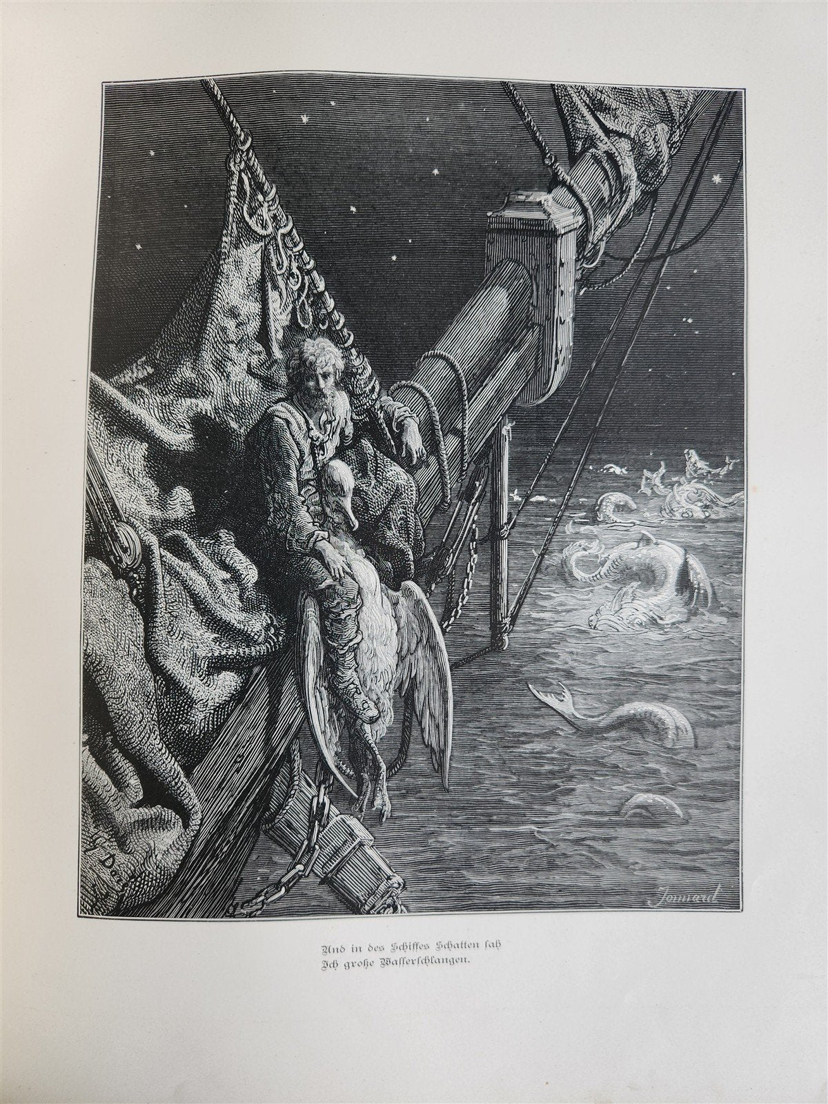 1877 ANCIENT MARINER ILLUSTRATED by GUSTAVE DORE antique Der alte Matrose GERMAN