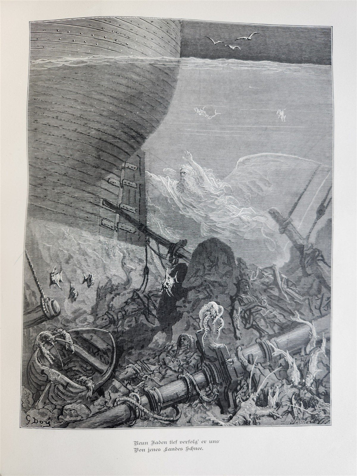 1877 ANCIENT MARINER ILLUSTRATED by GUSTAVE DORE antique Der alte Matrose GERMAN