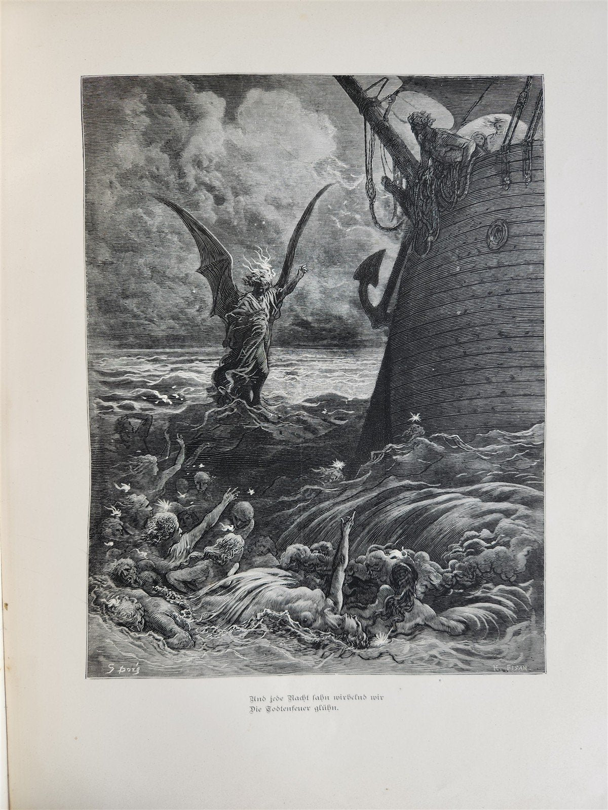 1877 ANCIENT MARINER ILLUSTRATED by GUSTAVE DORE antique Der alte Matrose GERMAN