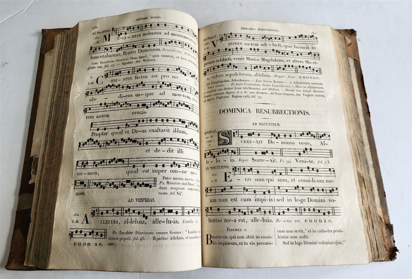 1854 ANTIPHONARIUM ROMANUM antique MASSIVE FOLIO 12.5 by 18.5"
