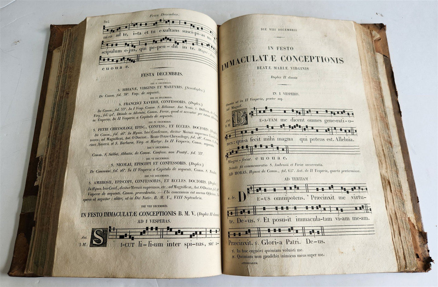 1854 ANTIPHONARIUM ROMANUM antique MASSIVE FOLIO 12.5 by 18.5"