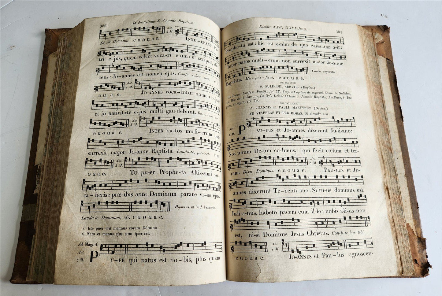 1854 ANTIPHONARIUM ROMANUM antique MASSIVE FOLIO 12.5 by 18.5"