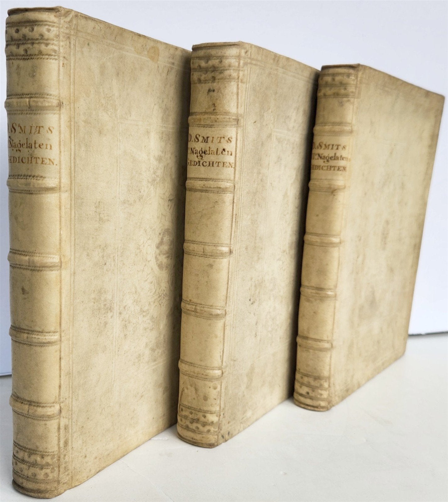 1753 DUTCH POETRY 3 VELLUM BOUND VOLUMES antique Nagelaten Gedichten