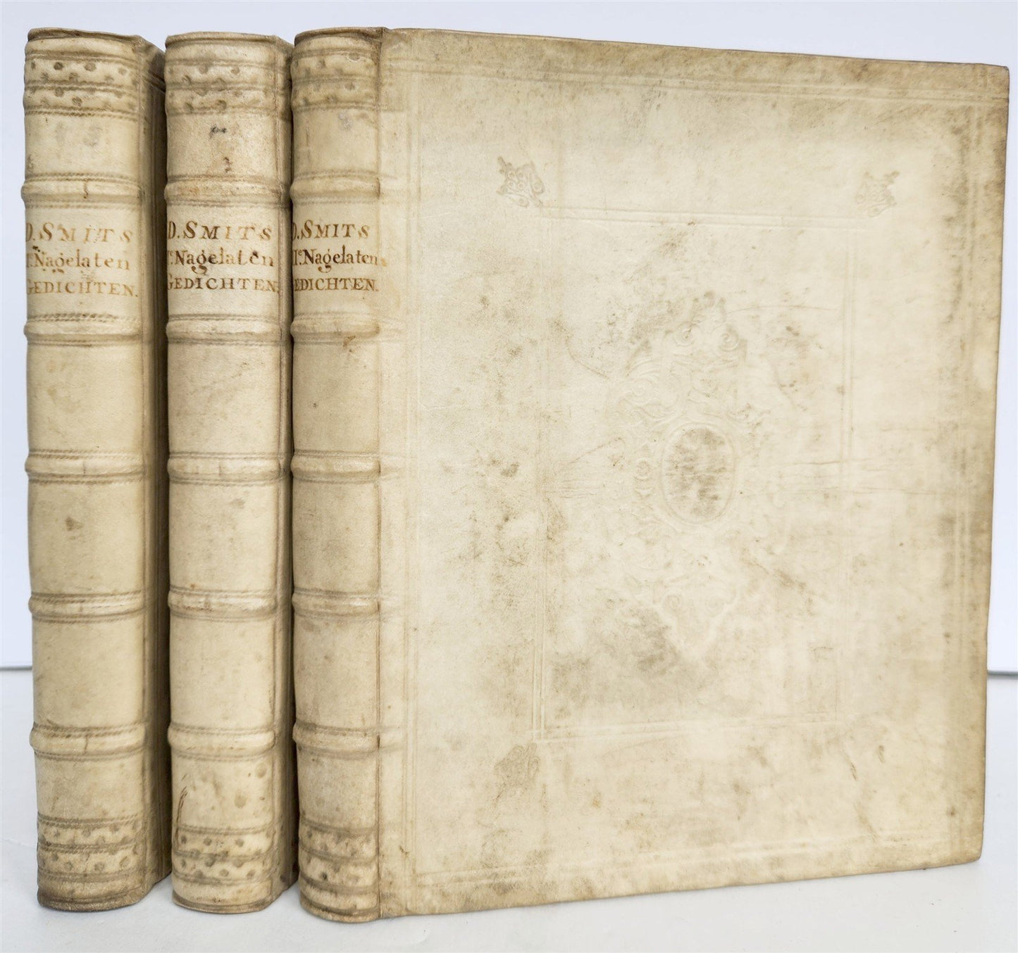 1753 DUTCH POETRY 3 VELLUM BOUND VOLUMES antique Nagelaten Gedichten
