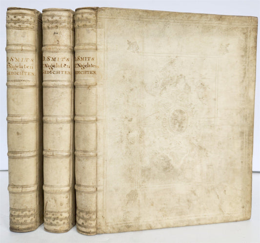 1753 DUTCH POETRY 3 VELLUM BOUND VOLUMES antique Nagelaten Gedichten