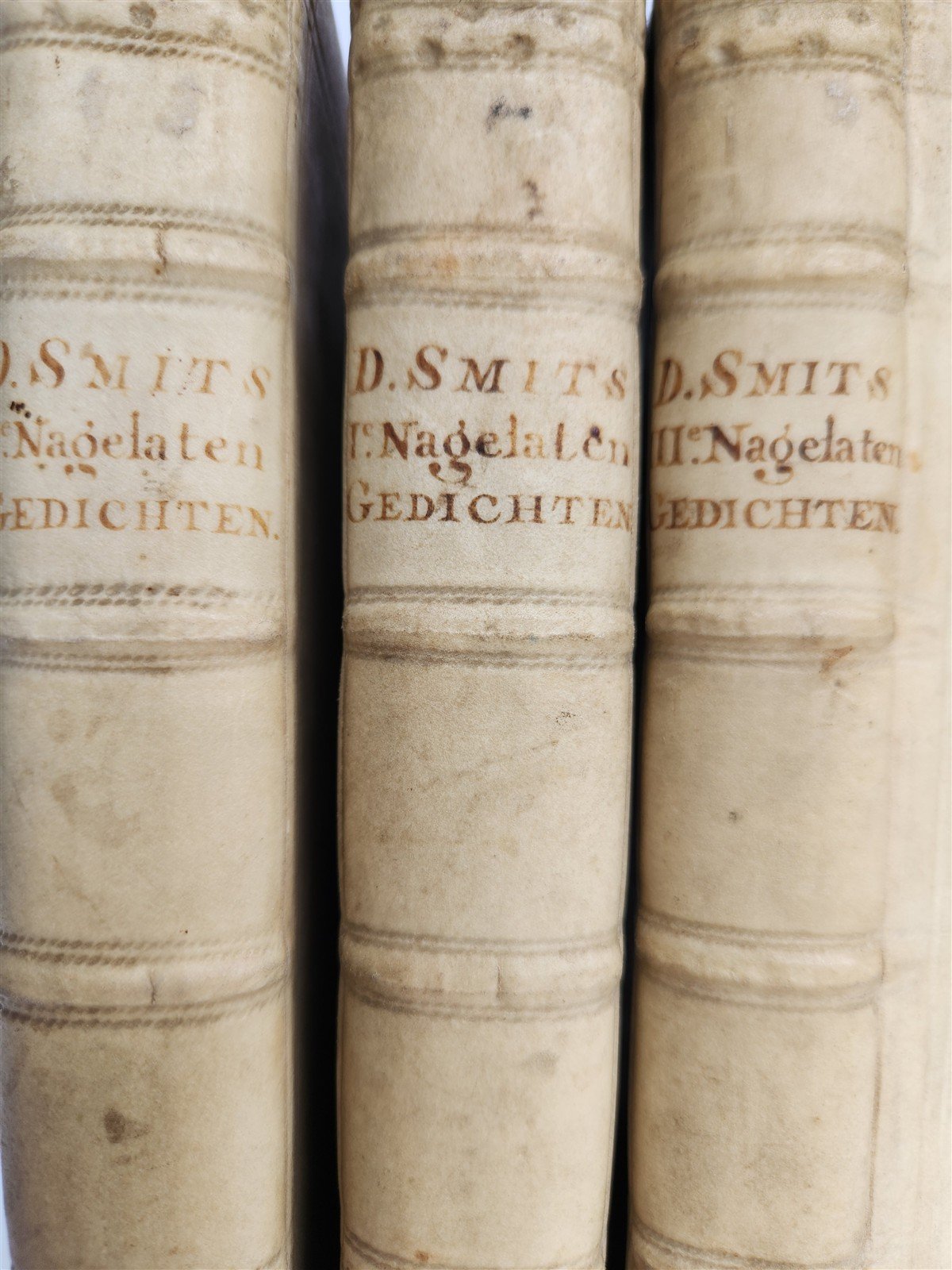 1753 DUTCH POETRY 3 VELLUM BOUND VOLUMES antique Nagelaten Gedichten