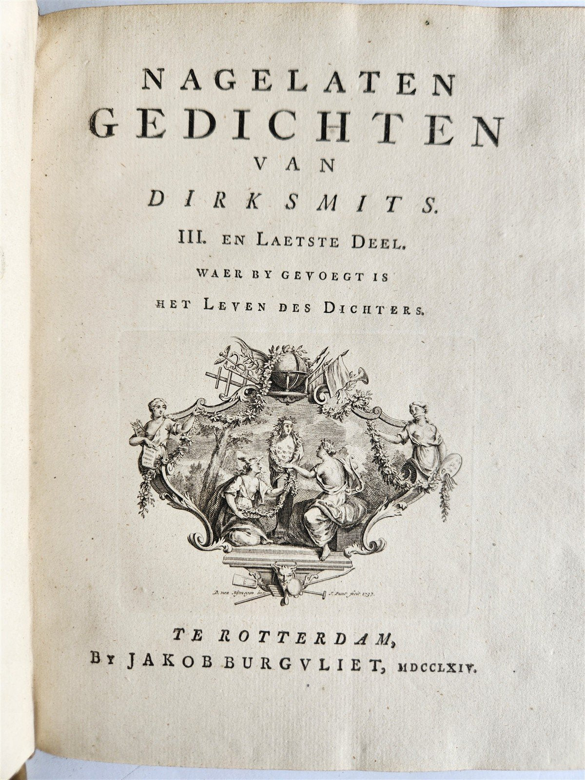 1753 DUTCH POETRY 3 VELLUM BOUND VOLUMES antique Nagelaten Gedichten