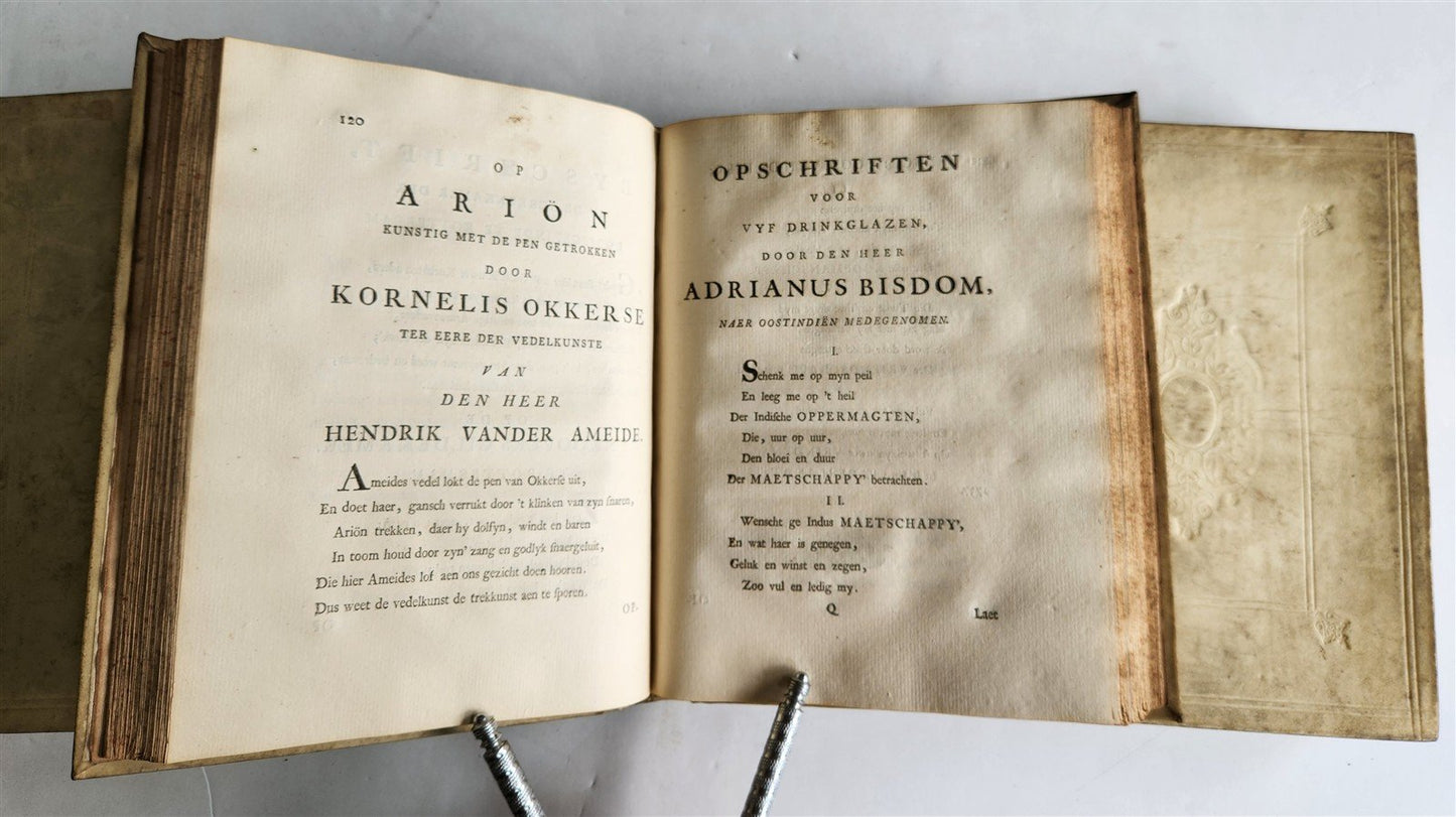 1753 DUTCH POETRY 3 VELLUM BOUND VOLUMES antique Nagelaten Gedichten