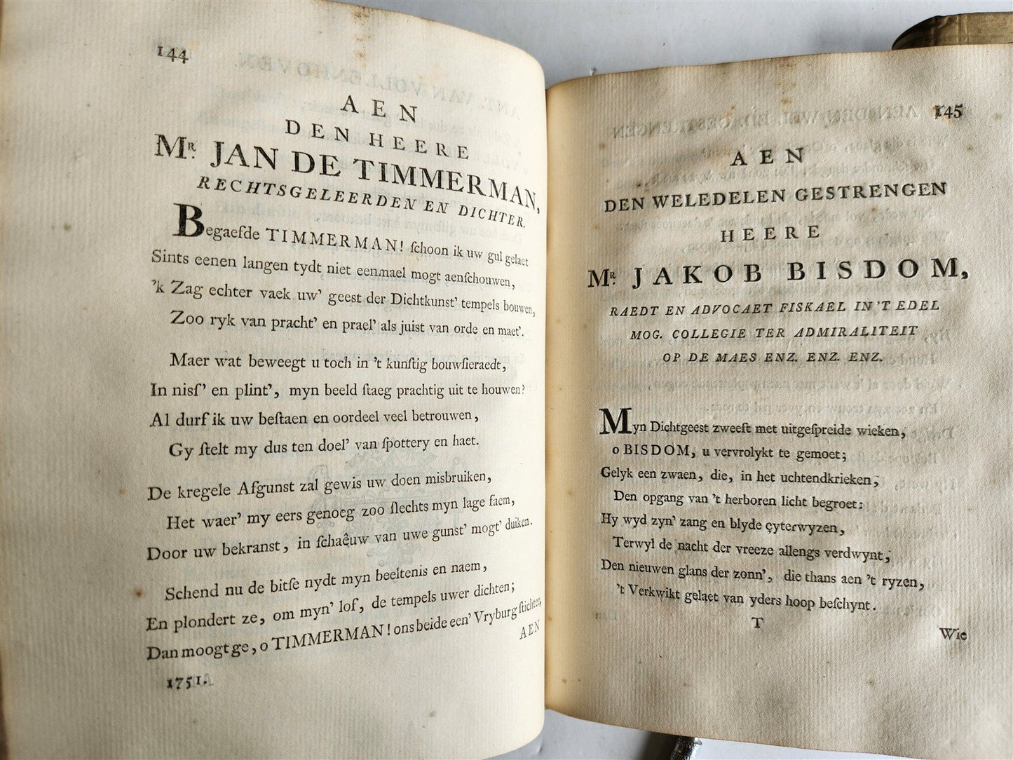 1753 DUTCH POETRY 3 VELLUM BOUND VOLUMES antique Nagelaten Gedichten