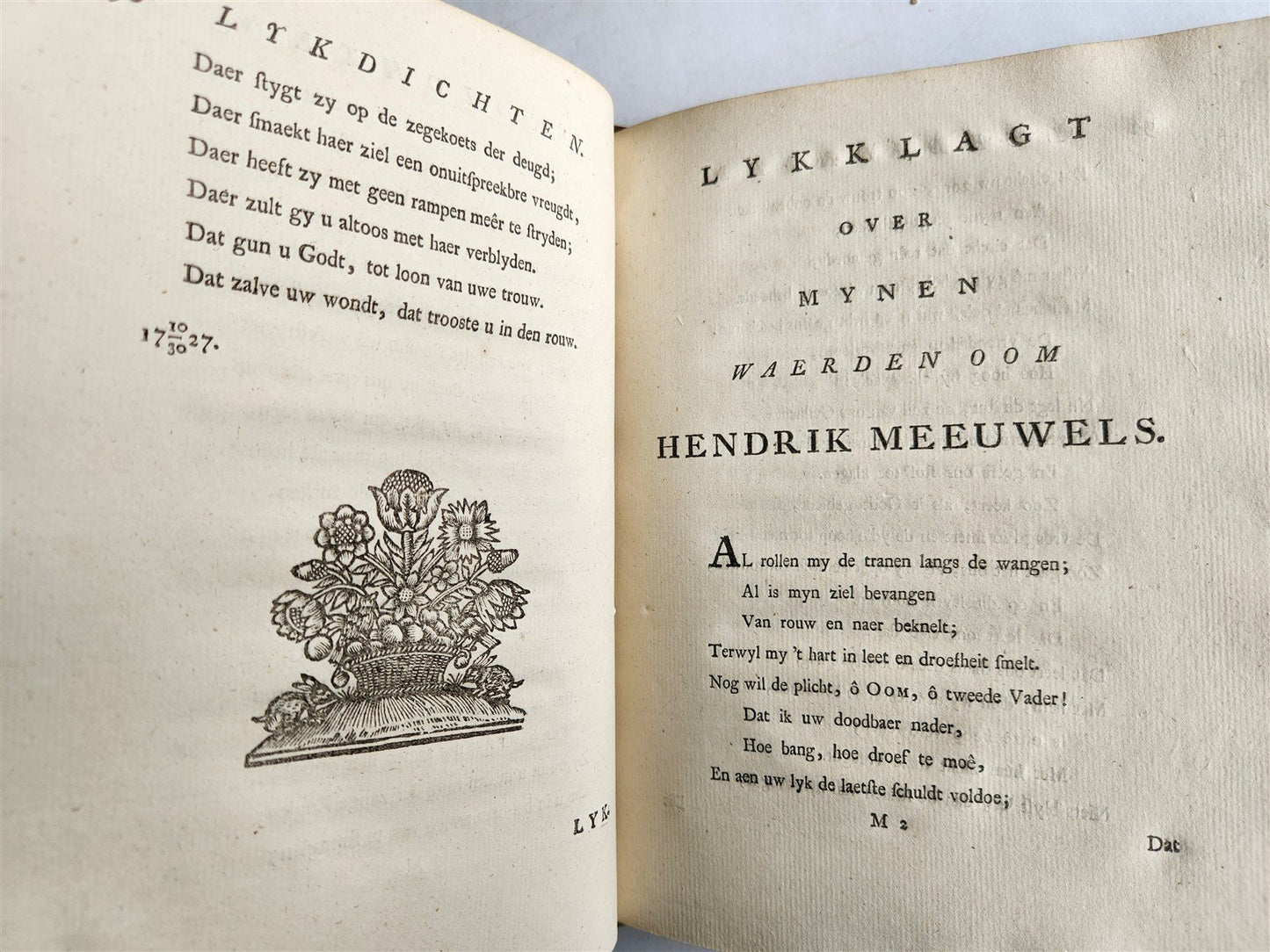 1753 DUTCH POETRY 3 VELLUM BOUND VOLUMES antique Nagelaten Gedichten