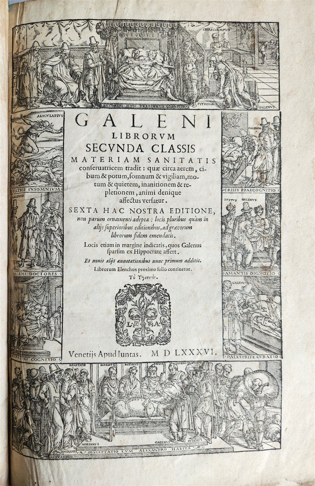 1586 GALEN WORKS GIUNTA PRESS antique 16th CENTURY THICK FOLIO medical treatise