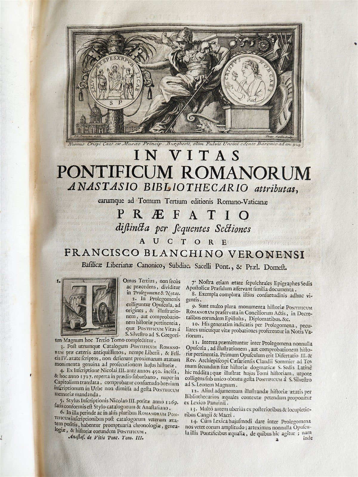 1728 LIVES of ROMAN POPES by Anastasius Bibliothecarius VELLUM FOLIO antique