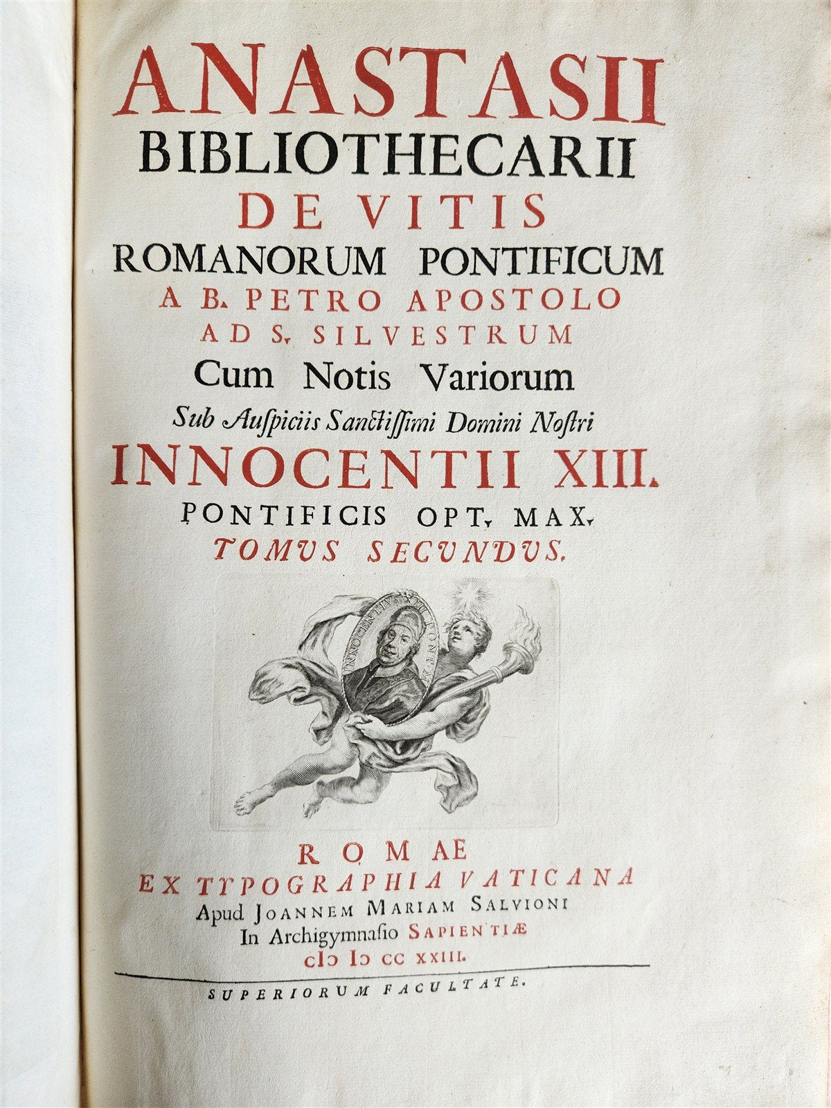 1723 LIVES of ROMAN POPES by Anastasius Bibliothecarius VELLUM FOLIO antique