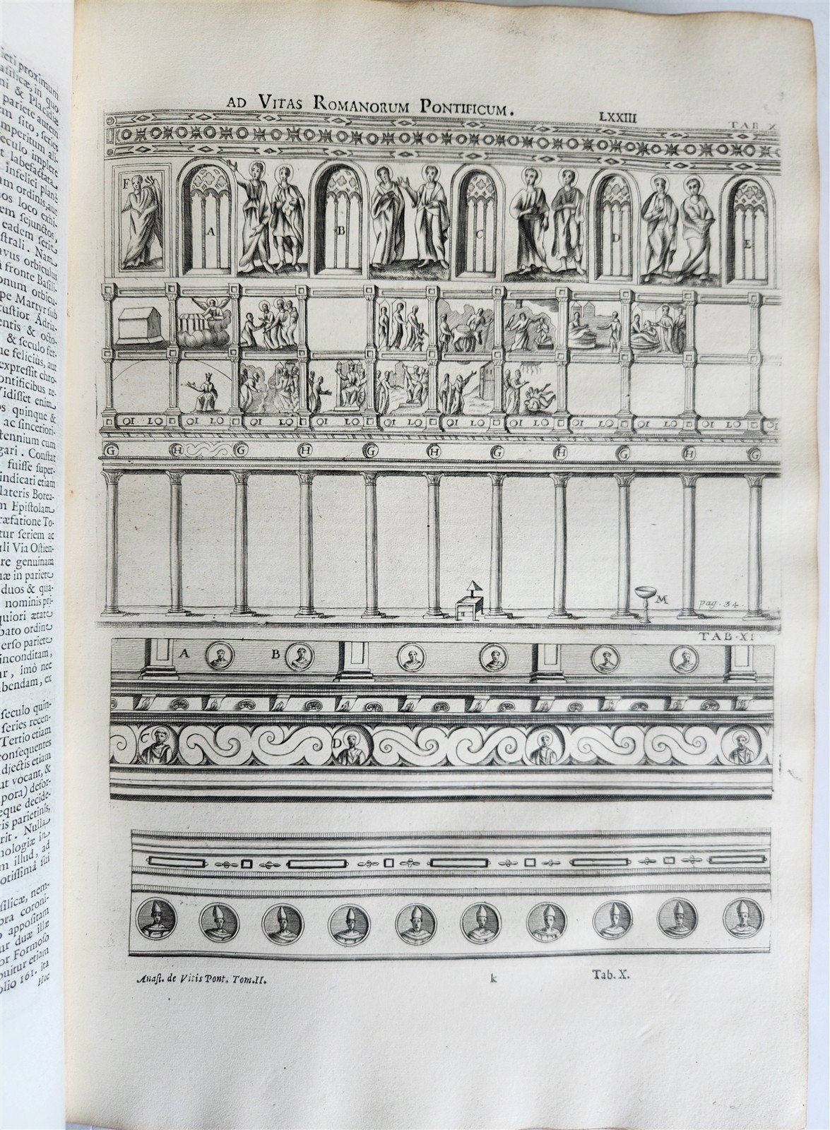 1723 LIVES of ROMAN POPES by Anastasius Bibliothecarius VELLUM FOLIO antique