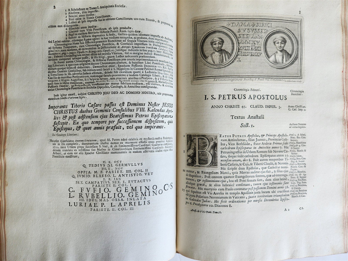 1723 LIVES of ROMAN POPES by Anastasius Bibliothecarius VELLUM FOLIO antique