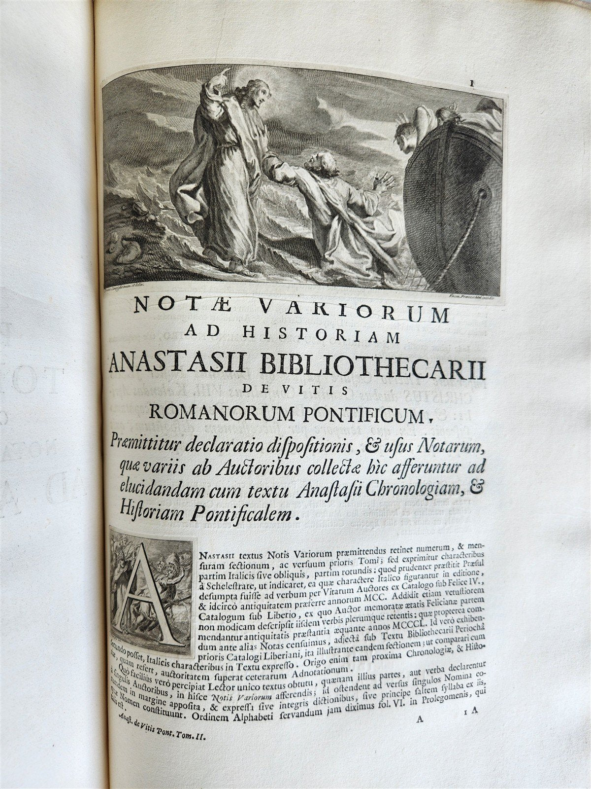 1723 LIVES of ROMAN POPES by Anastasius Bibliothecarius VELLUM FOLIO antique