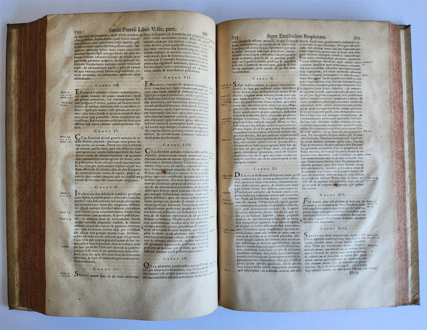 1705 ORDER of ST. BENEDICT WORKS SANCTI GREGORII 4 PIGSKIN FOLIO VOLS ANTIQUE