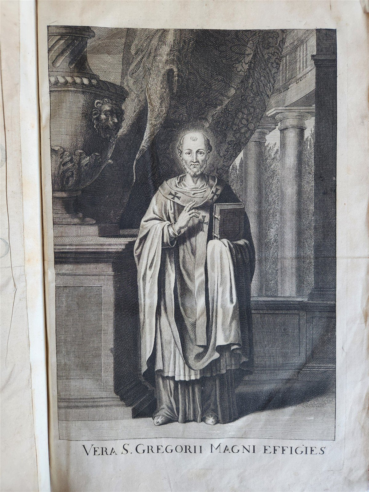 1705 ORDER of ST. BENEDICT WORKS SANCTI GREGORII 4 PIGSKIN FOLIO VOLS ANTIQUE