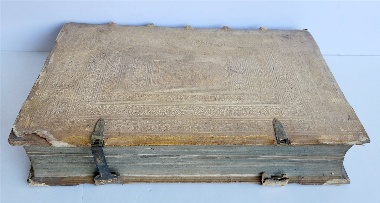 1575 Sacrae bibliothecae sanctorum patrum PIGSKIN FOLIO 16th century ANTIQUE