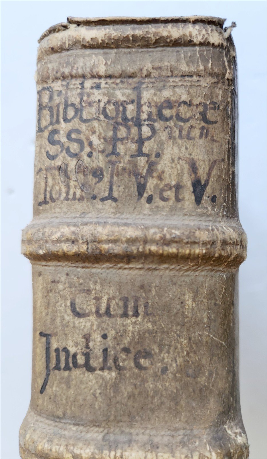 1575 Sacrae bibliothecae sanctorum patrum PIGSKIN FOLIO 16th century ANTIQUE