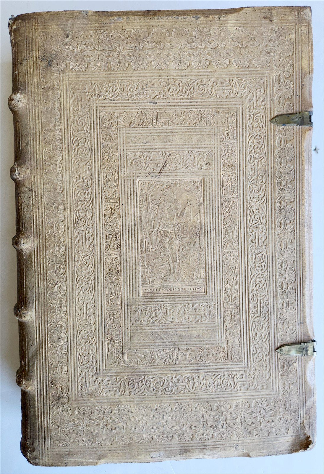1575 Sacrae bibliothecae sanctorum patrum PIGSKIN FOLIO 16th century ANTIQUE