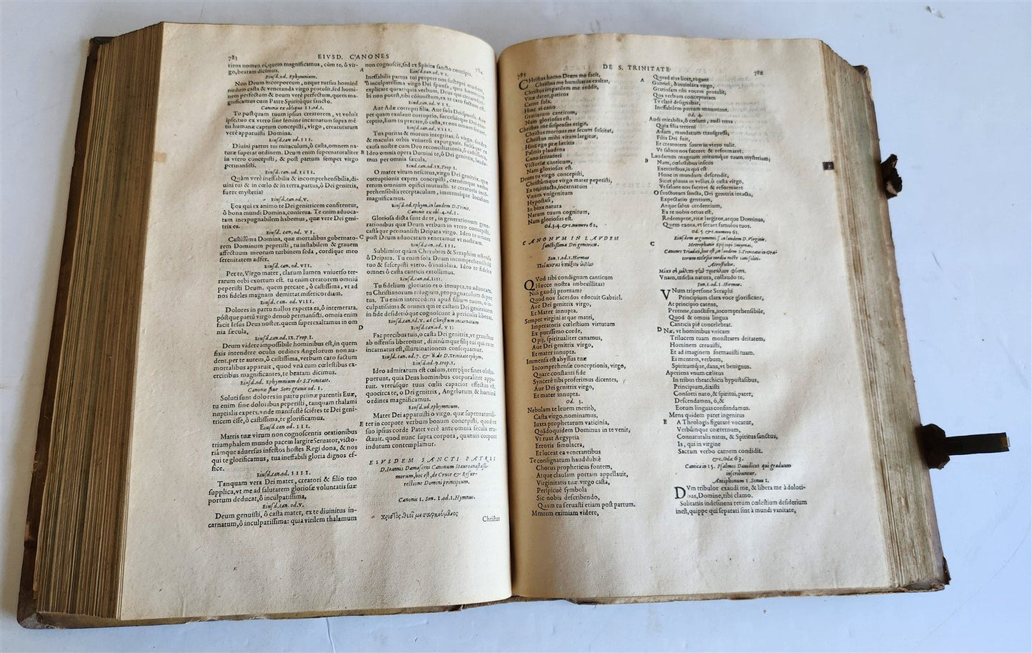 1575 Sacrae bibliothecae sanctorum patrum PIGSKIN FOLIO 16th century ANTIQUE