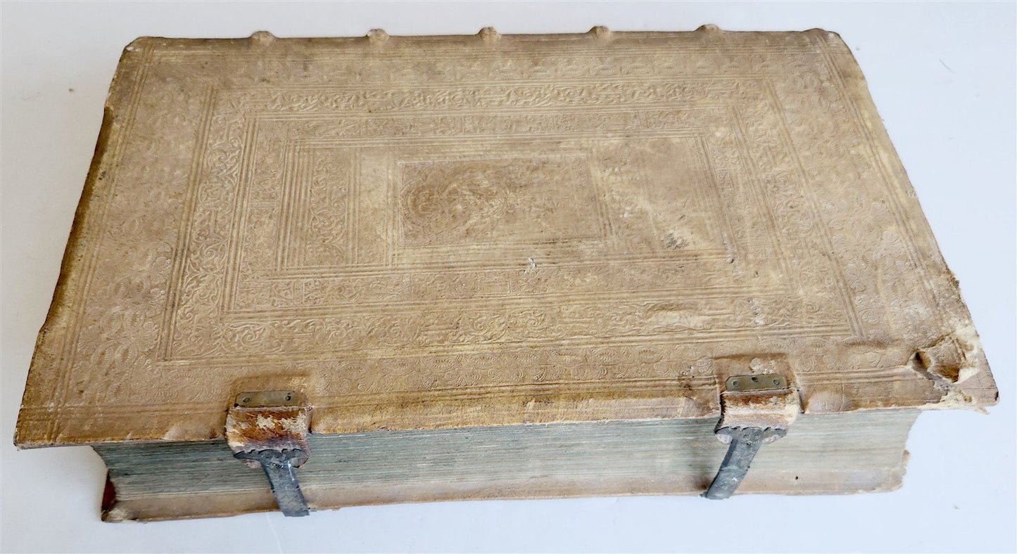 1579 Sacrae bibliothecae sanctorum patrum PIGSKIN BOUND FOLIO 16th cent. ANTIQUE