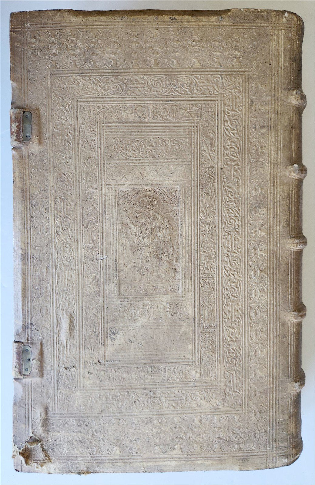 1579 Sacrae bibliothecae sanctorum patrum PIGSKIN BOUND FOLIO 16th cent. ANTIQUE