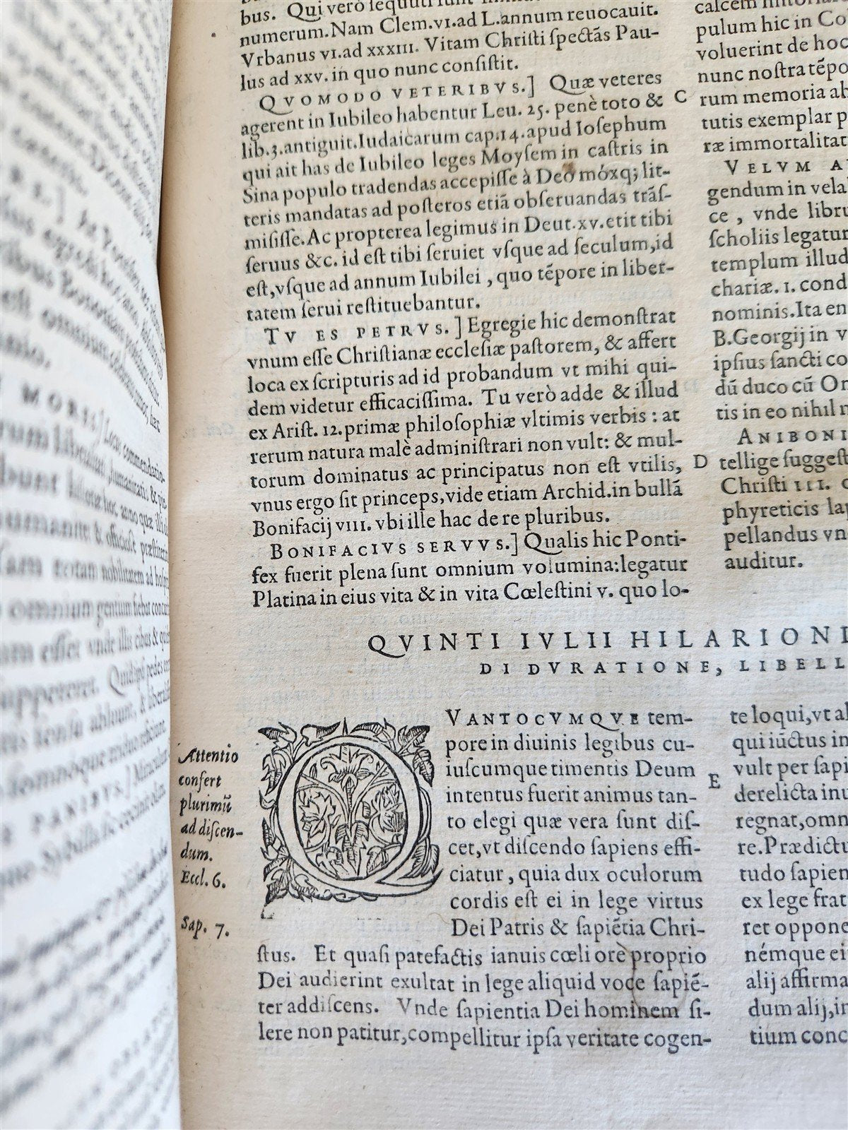 1579 Sacrae bibliothecae sanctorum patrum PIGSKIN BOUND FOLIO 16th cent. ANTIQUE