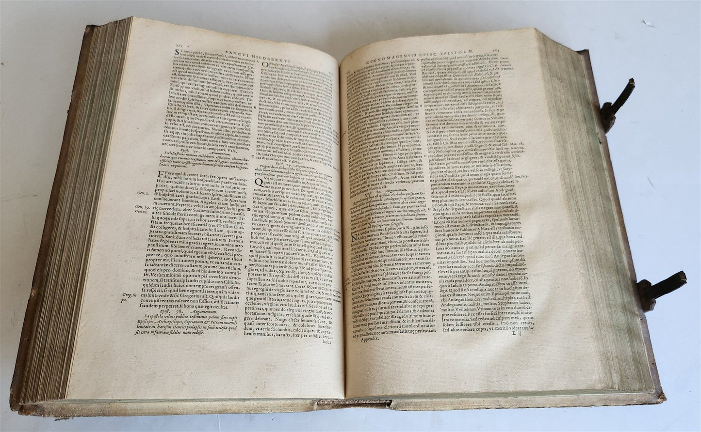 1579 Sacrae bibliothecae sanctorum patrum PIGSKIN BOUND FOLIO 16th cent. ANTIQUE