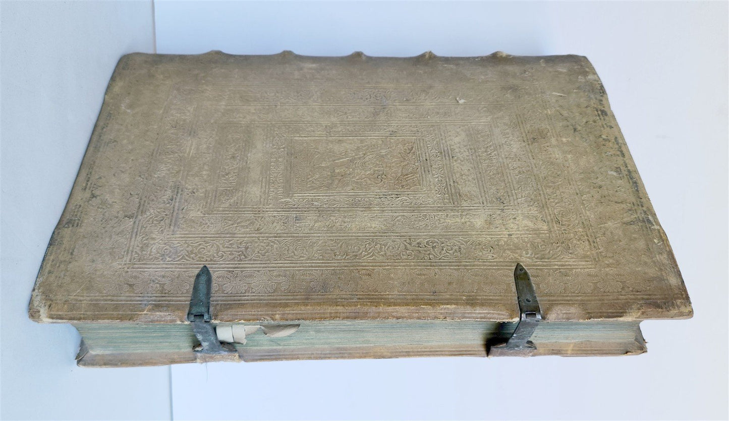 1575 Sacrae bibliothecae sanctorum patrum PIGSKIN BOUND FOLIO 16th cent. ANTIQUE