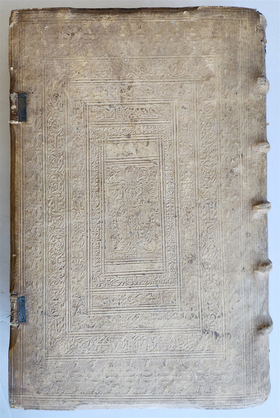 1575 Sacrae bibliothecae sanctorum patrum PIGSKIN BOUND FOLIO 16th cent. ANTIQUE