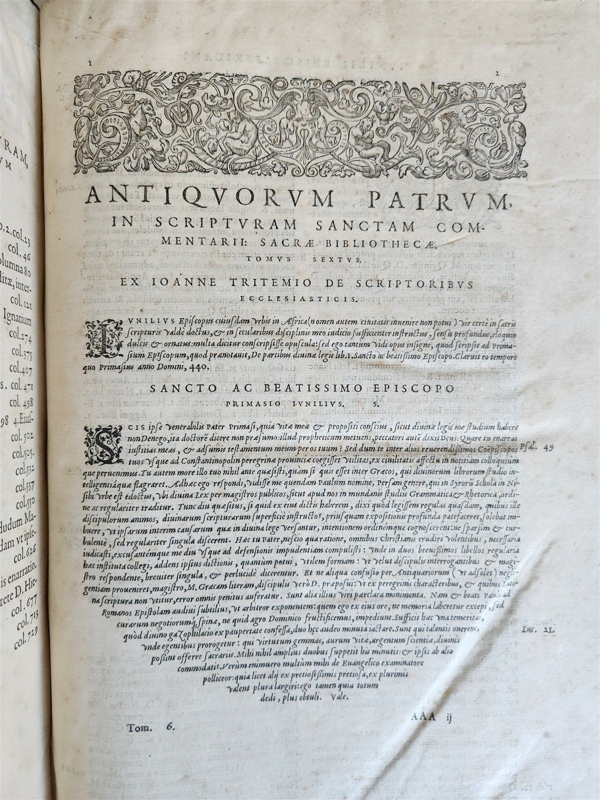 1575 Sacrae bibliothecae sanctorum patrum PIGSKIN BOUND FOLIO 16th cent. ANTIQUE
